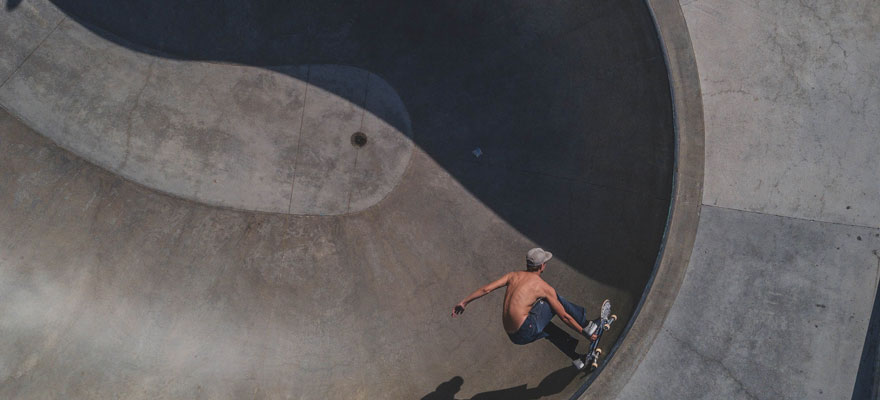 Park skateboarding in bowl