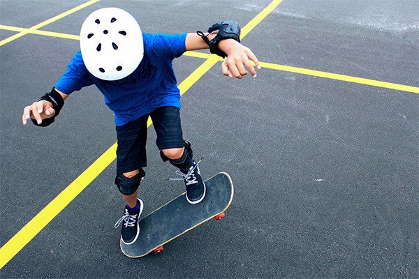 a child skateboarding